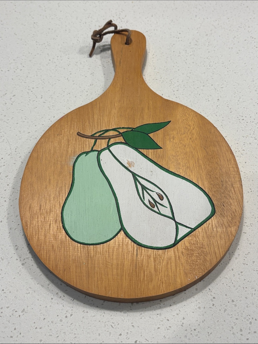Vintage Hand-Painted Pear Wooden Cutting Board